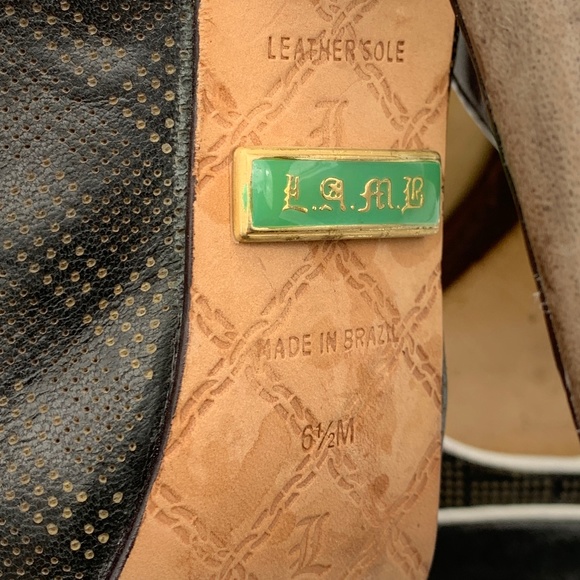 L.A.M.B Pinup LEATHER PEEP TOE PUMP STRAP HEELS - Picture 8 of 8